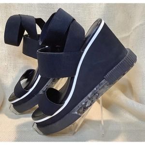 COOL PLANET by Steve Madden Sz 8 M Miran black platform elastic band sandals